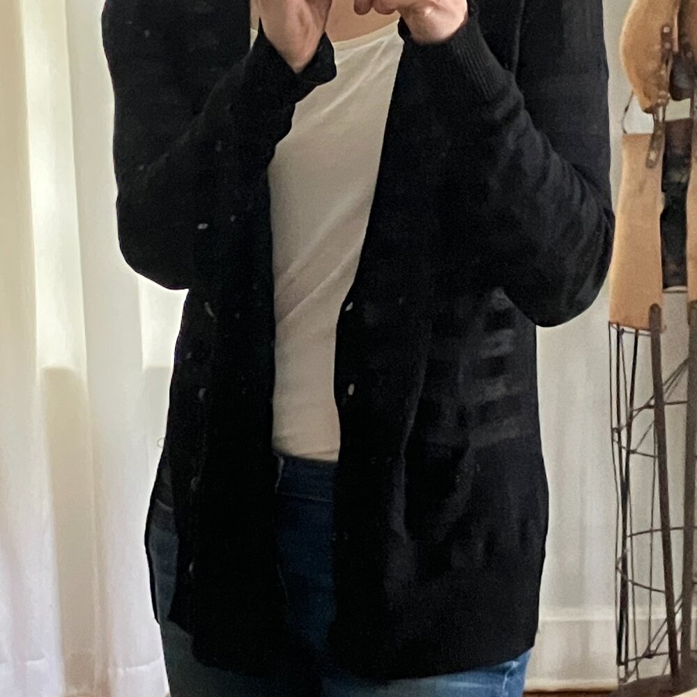 Black Linen 360 Cardigan Sweater